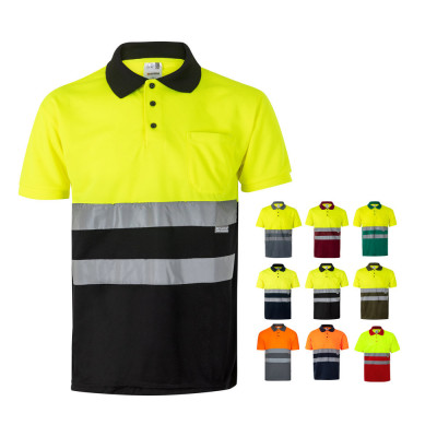 VL CUPID LARGE. Two-tone bird-eye polo shirt (160g/m²) with short sleeves, in polyester (100)
